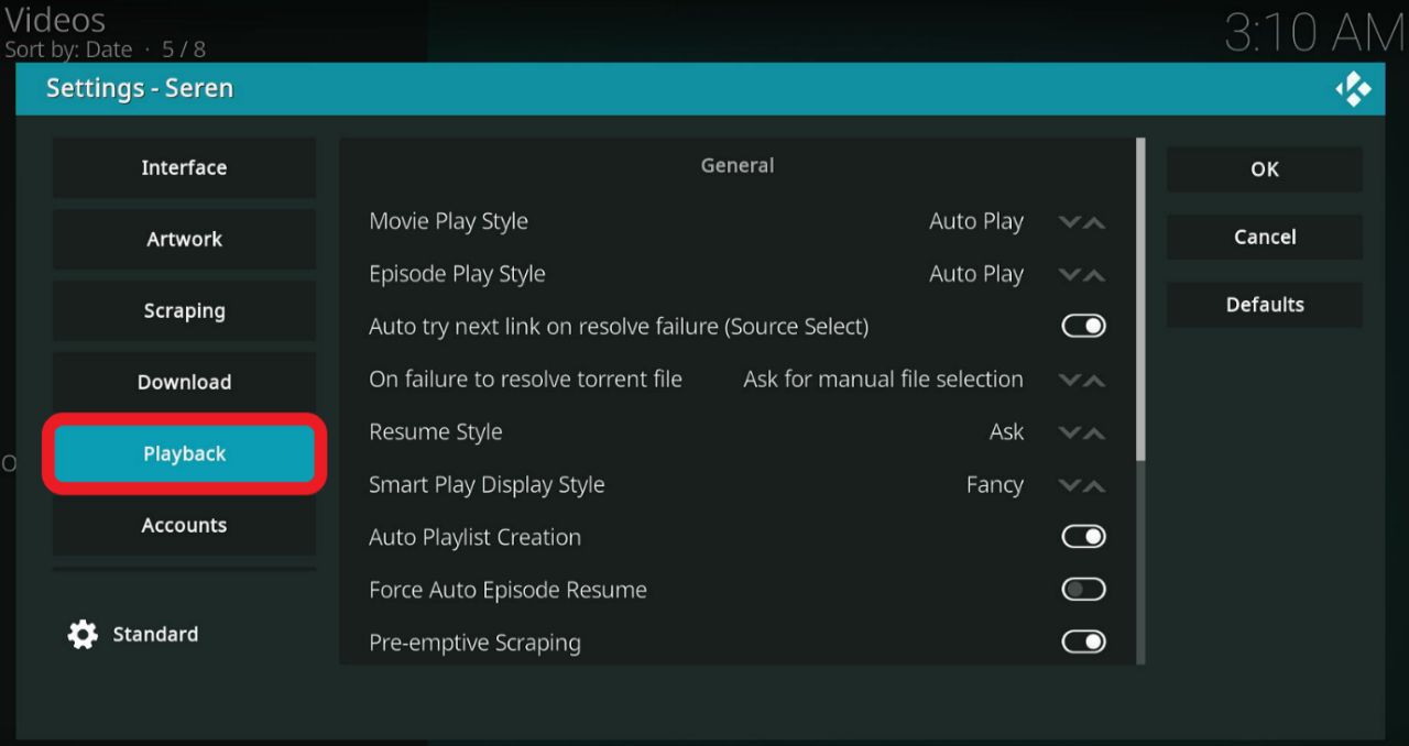 Playback Option Seren