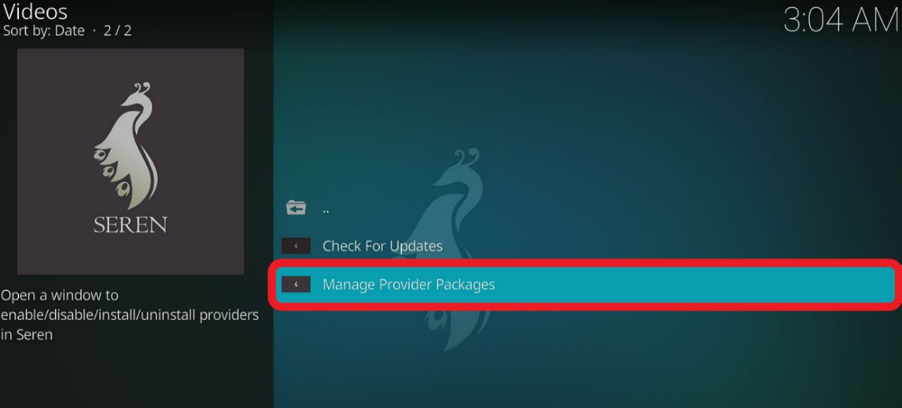 Select Manage Provider Packages