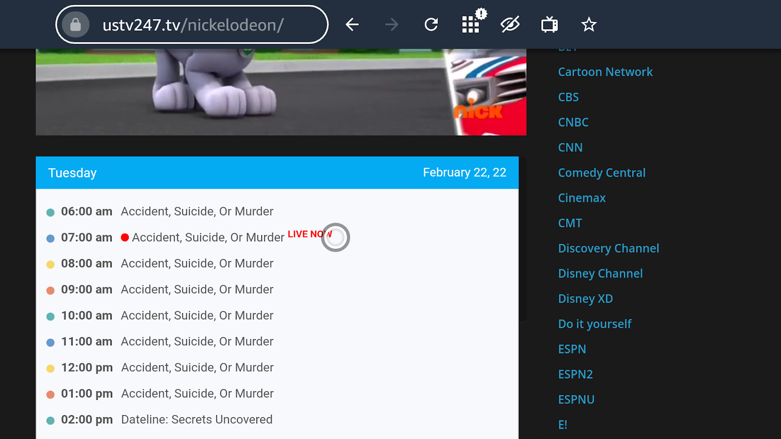 USTV247 mini schedule