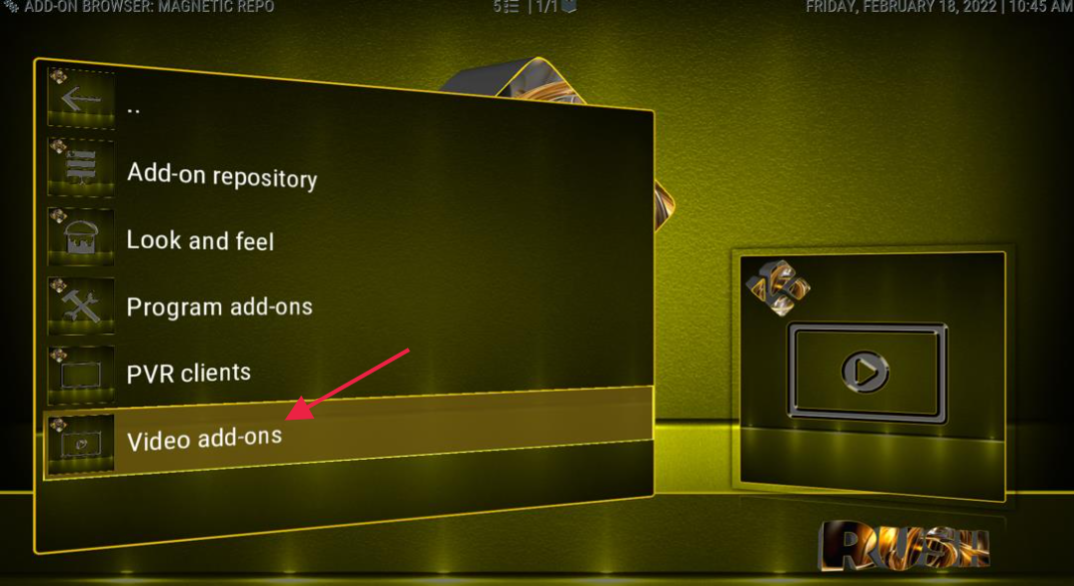 click on Video add-ons kodiverse