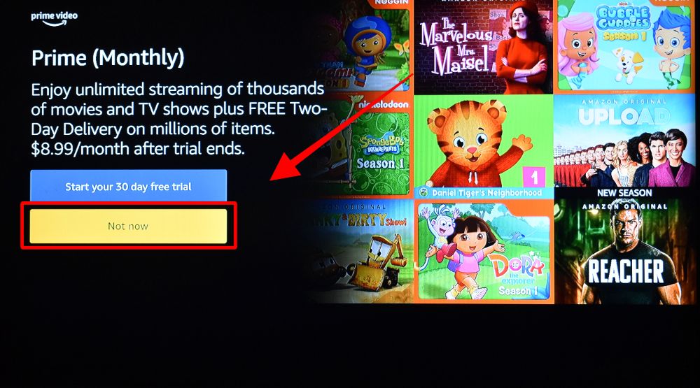 Firestick screen to subscribe to Prime Video