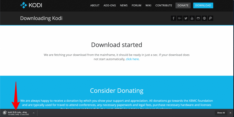 Kodi for MacOS Downloading
