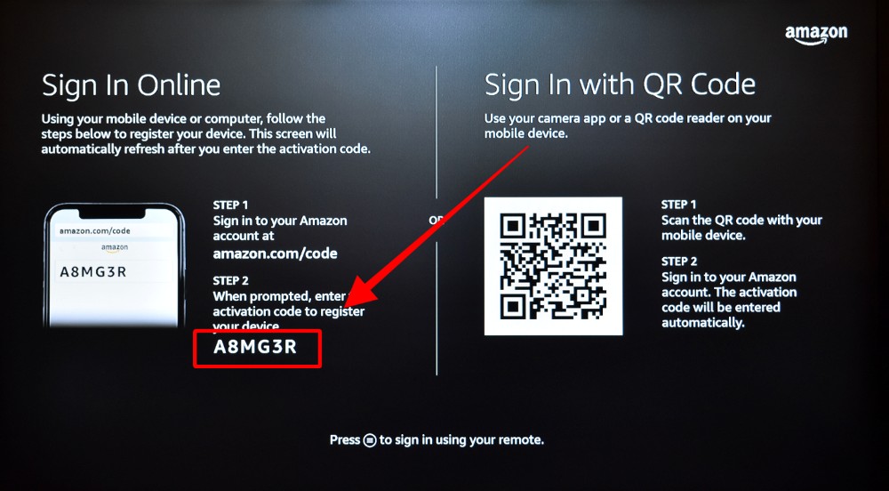 Sign in online code for firetv