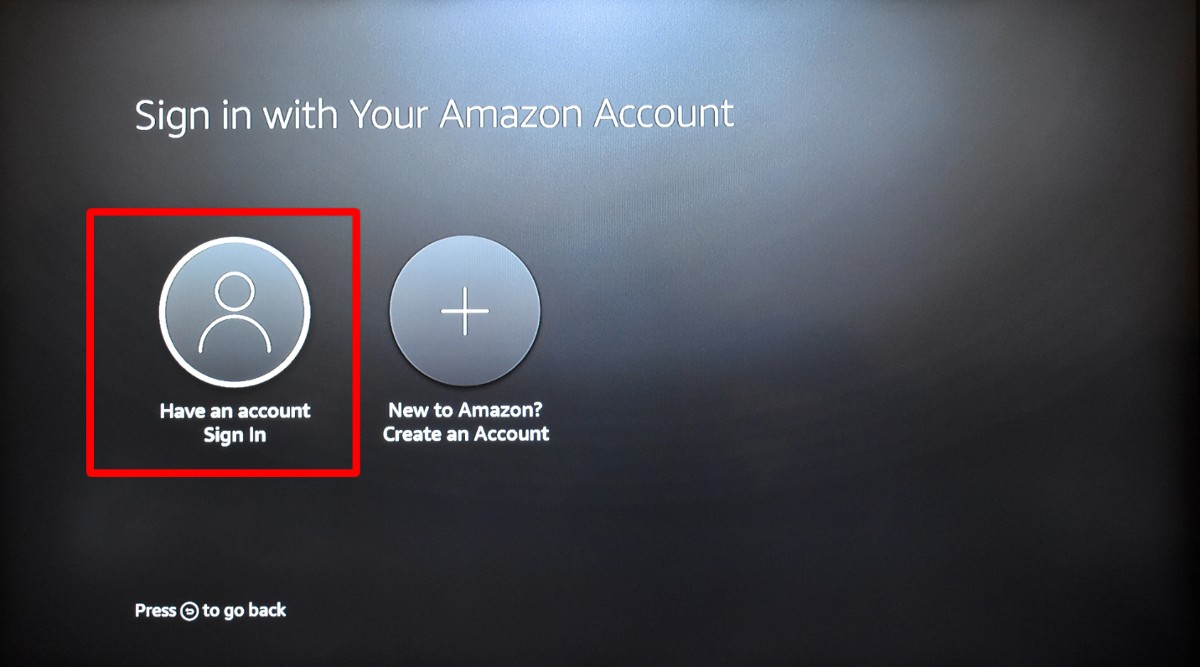 Sign in with your Amazon Account screen on firetv device